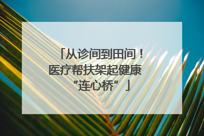 从诊间到田间！医疗帮扶架起健康“连心桥”